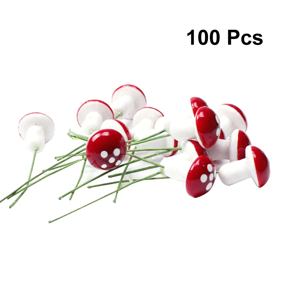 100pcs red Мини-пенный гриб для садового орнамента Цветочные Горшки Бонсай микро Ландшафтный Декор миниатюрные украшения грибы декоративные фигурки - Цвет: 100pcs red