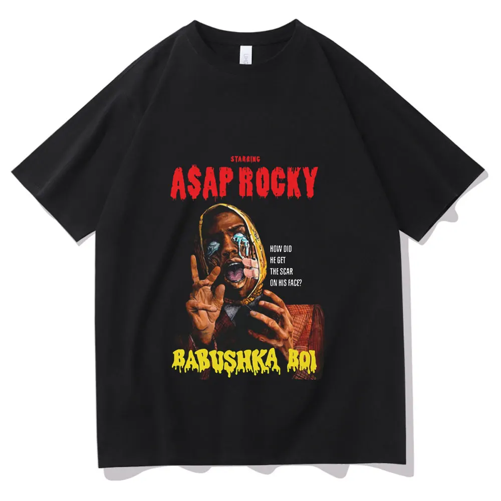 

ASAP Rocky Babushka Boi Print Tshirt Hip Hop Rapper T-shirt Men Women Harajuku Street Short Sleeve Fashion Casual Style T Shirt
