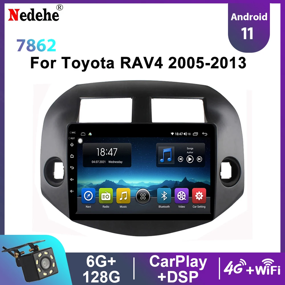 10นิ้ว Android 11วิทยุรถยนต์ GPS 2 Din เครื่องเล่นวิดีโอมัลติมีเดียสำหรับ Toyota RAV4 RAV 4 2005-2013 auto Audio สเตอริโอ Carplay DVD