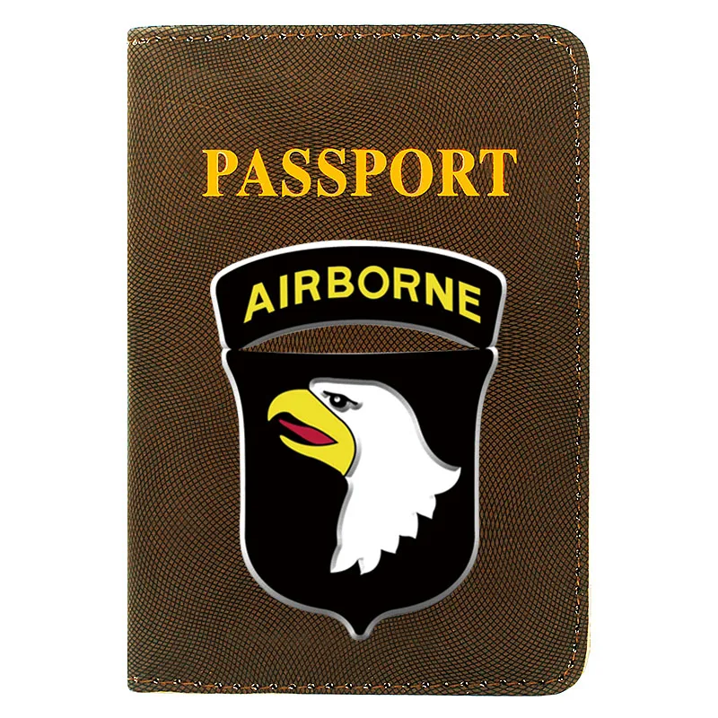 

High Quality Veteran 101st Airborne Division Printing Passport Cover Pu Leather Travel ID Credit Card Holder Pocket Wallet Bags