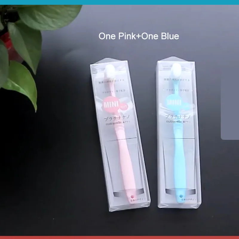1pink and 1blue Японская микро-нано щеточка для беременных женщин месяц Послеродовая взрослая домашняя маленькая головка супер Мягкая зубная щетка для волос Wan Gen - Цвет: 1pink and 1blue
