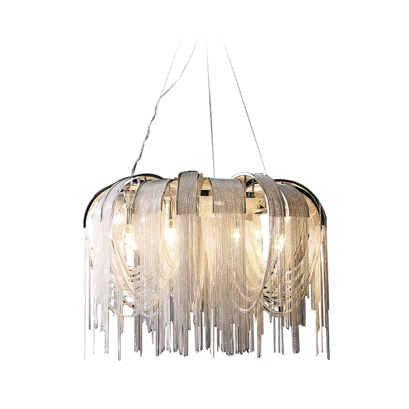 

Light Luxury round Dining Room/Living Room Tassel Chandelier Shop Creative Personality Post-Modern Villa Art Lamps