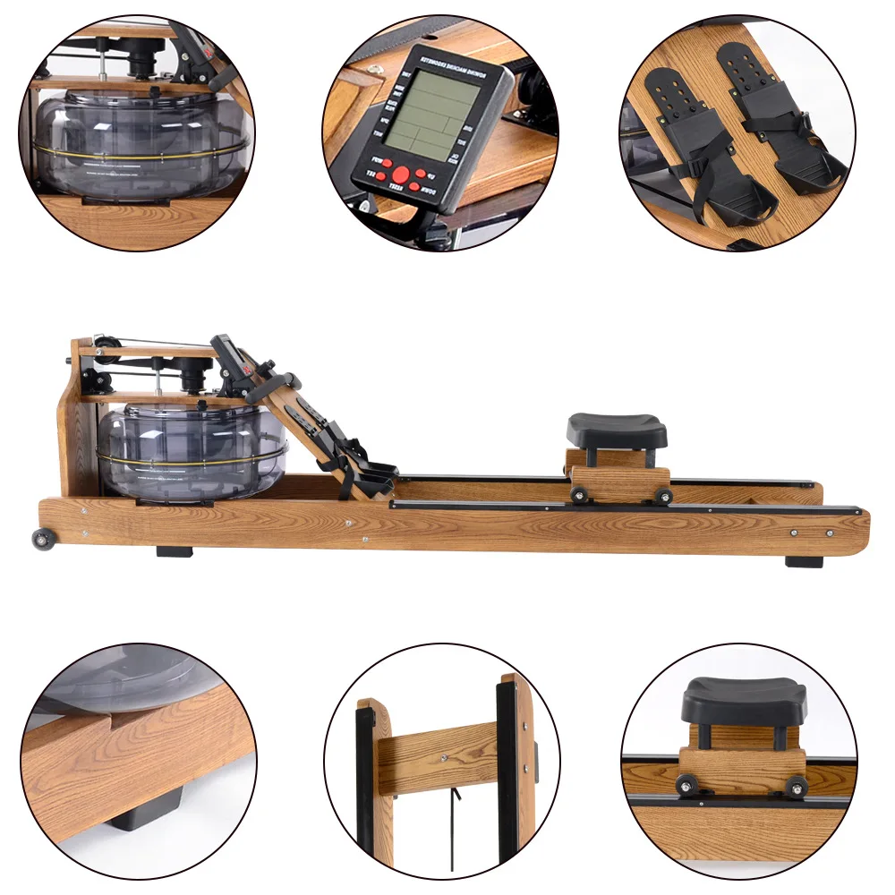 

Solid wood water resistance rowing machine commercial liquid resistance rowing machine gym aerobic exercise fitness equipment