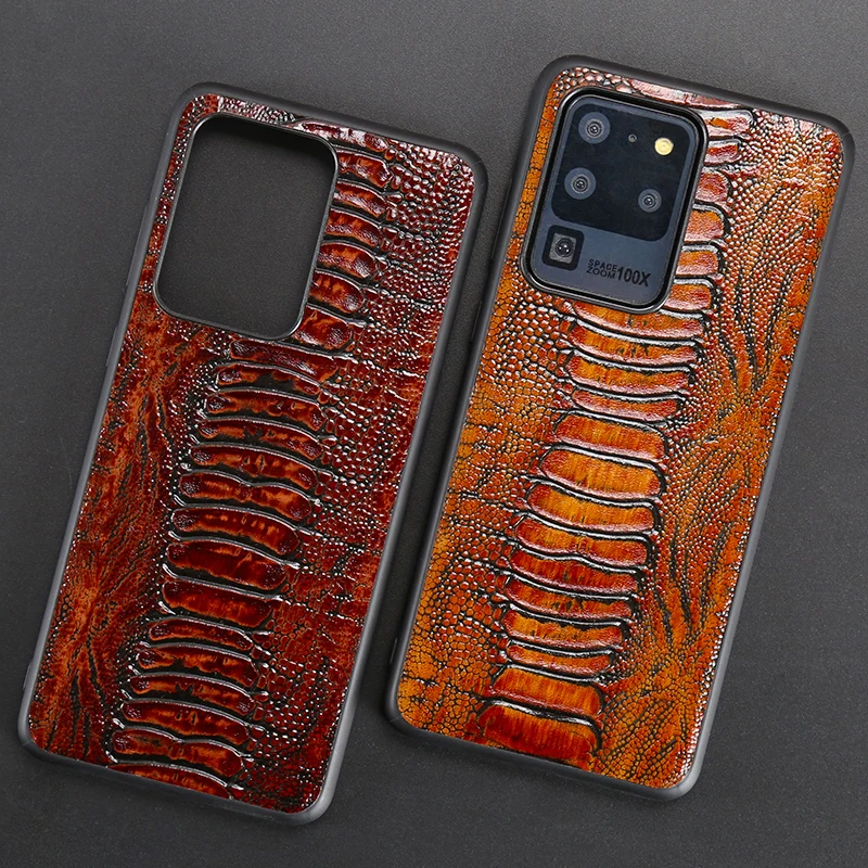 

Leather Phone Case For Samsung S21 Ultra S10 S10e S7 S8 S9 Note 8 9 10 Plus A10 A20 A30 A40 A50 A70 A51 A71 Ostrich Foot Texture