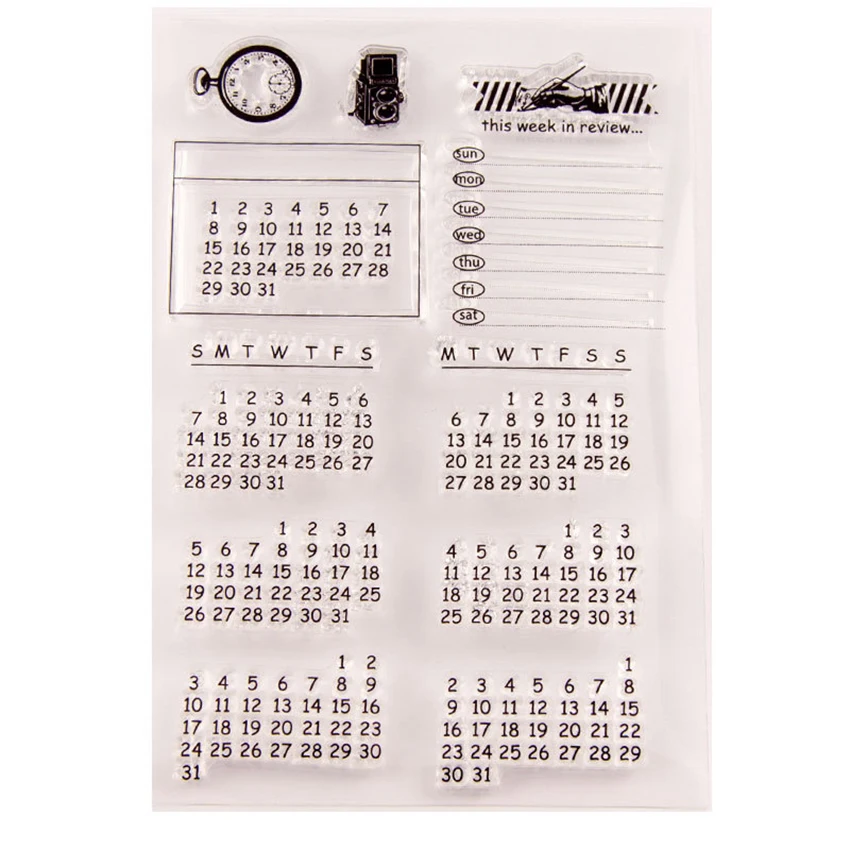 

DIY Craft Standard Stamp Silicone Stamp Calendar Week Month Clear Stamps for Card Making Decoration and DIY Scrapbooking