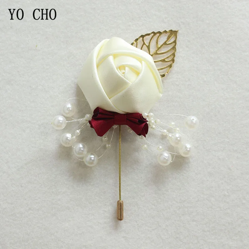 Нежная свадебная бутоньерка YO CHO для мужчин искусственные цветы с золотыми