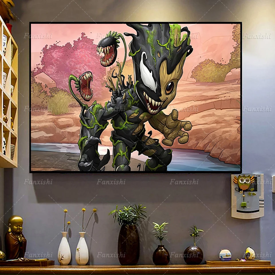 

Venom Marvel Movie Poster Superhero Spiderman Ironman Captain America Hulk Baby Groot Batman Home Decor Canvas Wall Art Prints