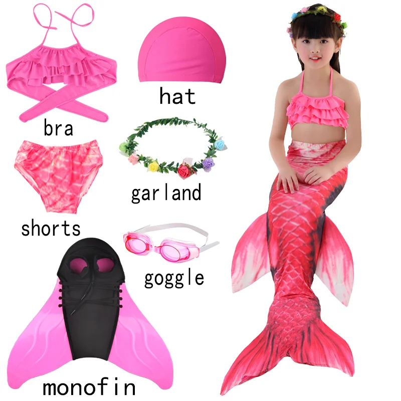 Детский костюм Русалочки купальный с шляпкой и гирляндой очков для девочек