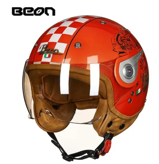 BEON мужской женский мотоциклетный шлем Chopper 3/4 винтажный с открытым лицом Casco Capacete
