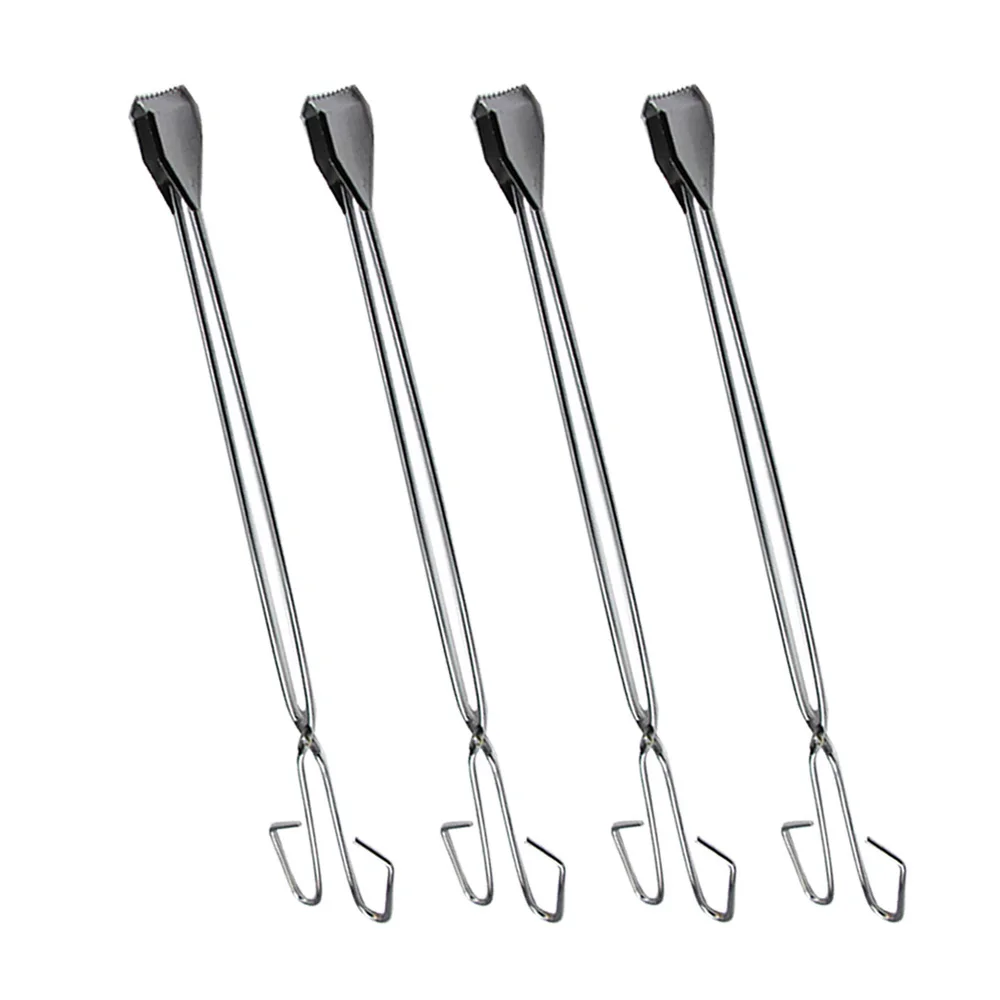 

4pcs Stainless Steel Pick Tools Long Garbage Clip Scissor Shape Portable Tongs for Outdoor (60cm)