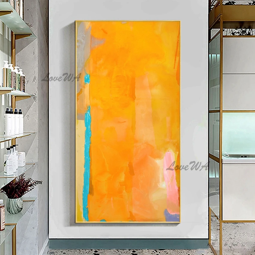 

No Framed Abstract Painting Orange Colour Modern Oil Paintings Wall Art Canvas Paintings Artwork 100%Hand Painted Decor For Home