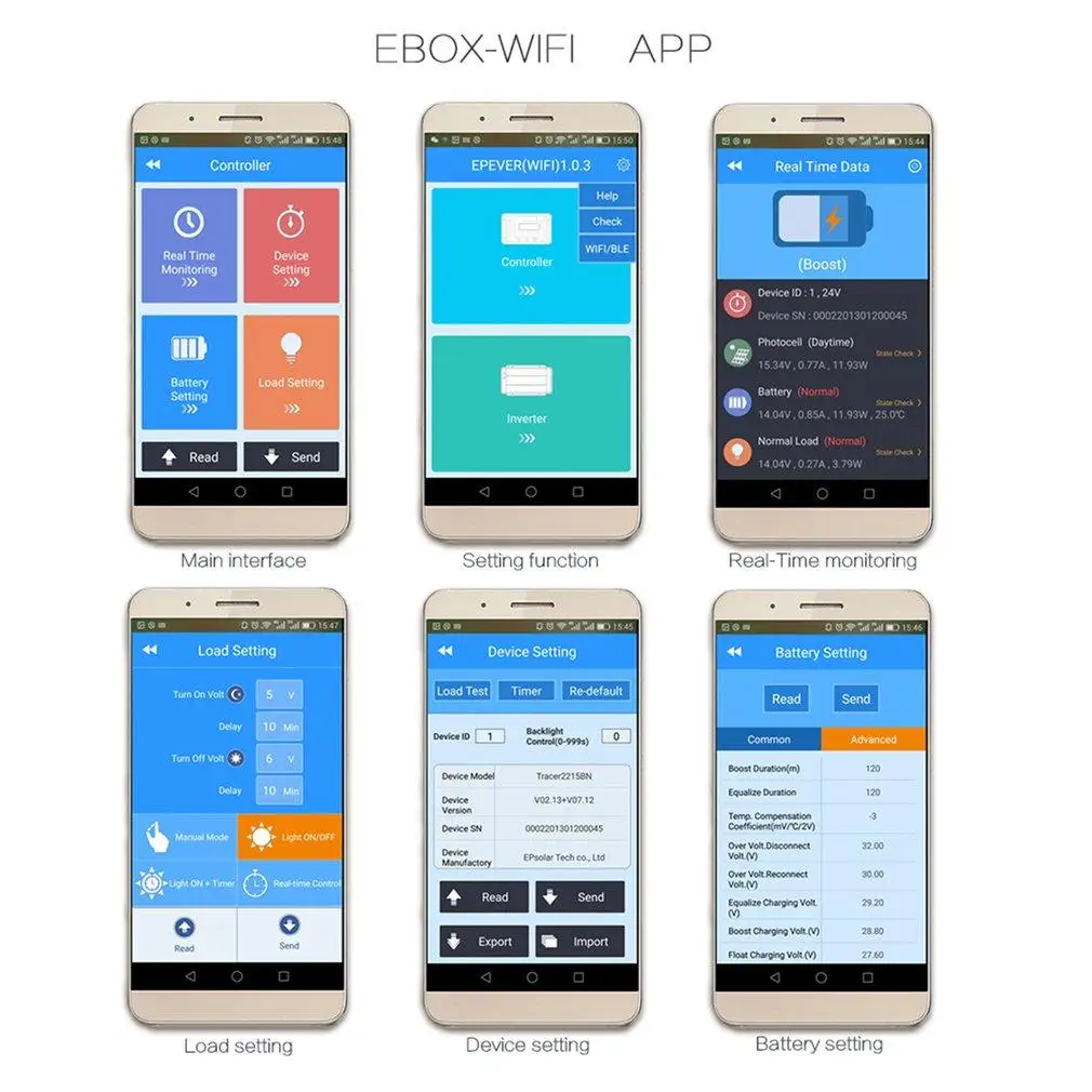 EPEVER 10A 20A 30A 40A MPPT солнечная панель Контроллер заряда Регулятор MT50 Wifi FC|Солнечная