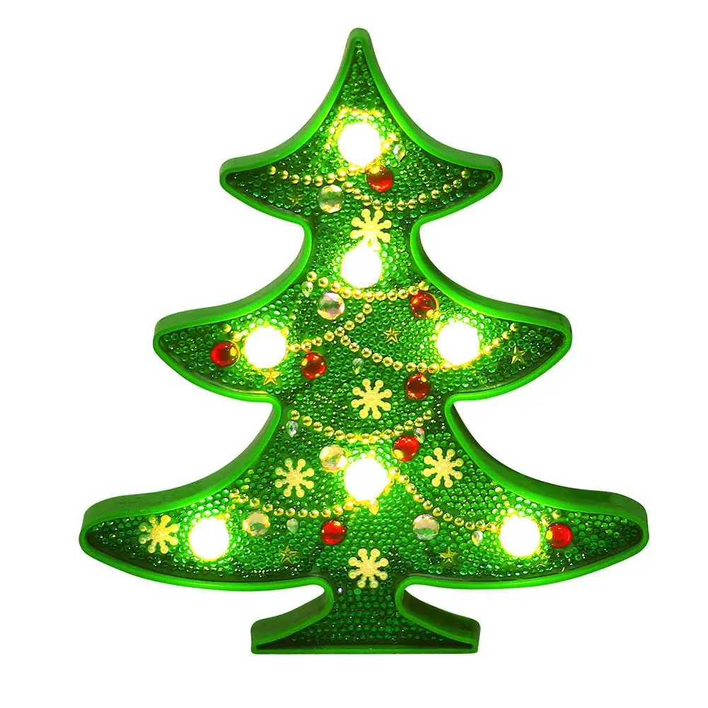 christmas trees Светодиодный Ночной светильник с алмазной росписью «сделай сам», Рождественская елка, снеговик, вышивка крестиком, настольная лампа, вышивка, домашний стол, свадебное украшение - Цвет: christmas trees