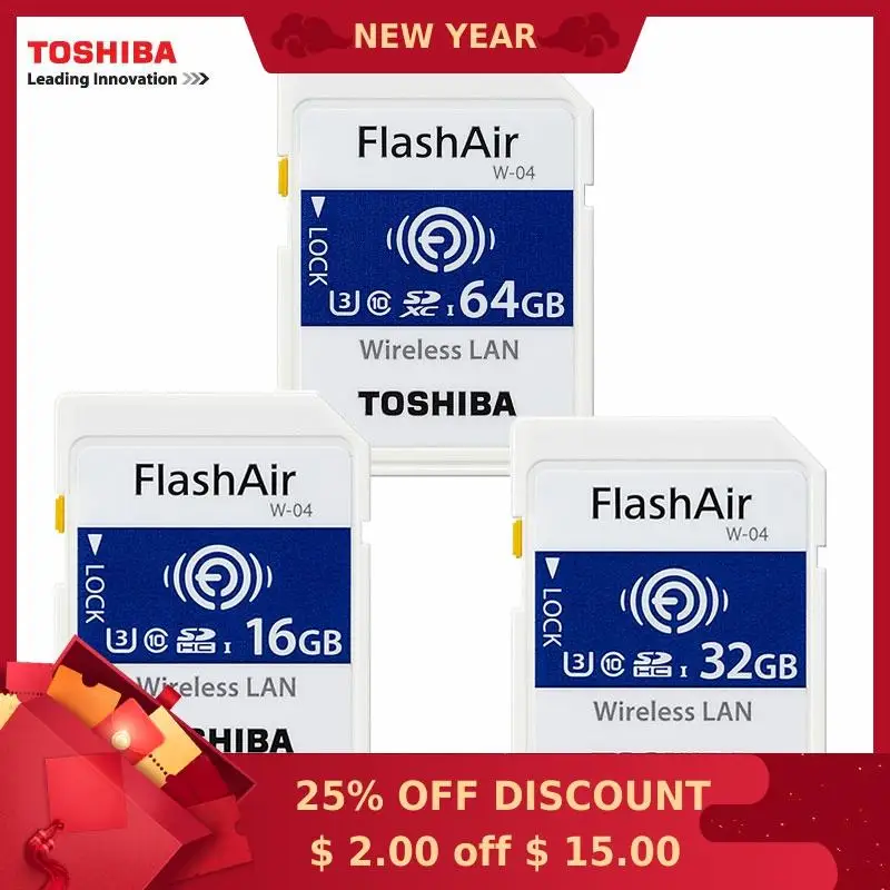 Карта памяти TOSHIBA FlashAir 16 ГБ 32 SDHC 64 SDXC Class10 U3 флеш-карта для цифровой камеры W-04 |