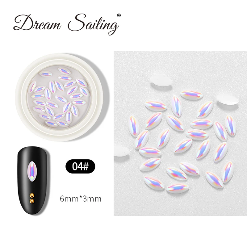 

White AB Nail Pearl Rhinestone DIY Manicure Flat Back 3D Nail Art Jewelry Decorations Nail Accessories