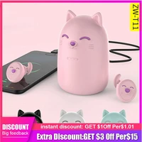 pink cute cat tws bluetooth wireless earhead with mic girl stereo earbuds single binaural mode earphones with led charge boxgift