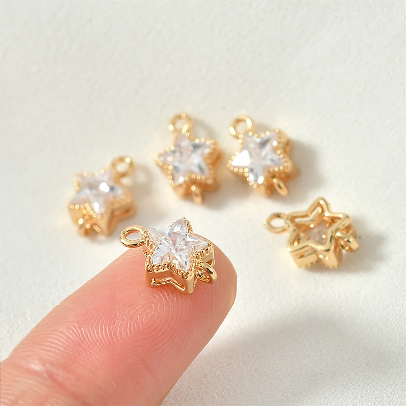 Медный позолоченный кулон 16 к настоящий золотой цвет звезда луна двойной висящий