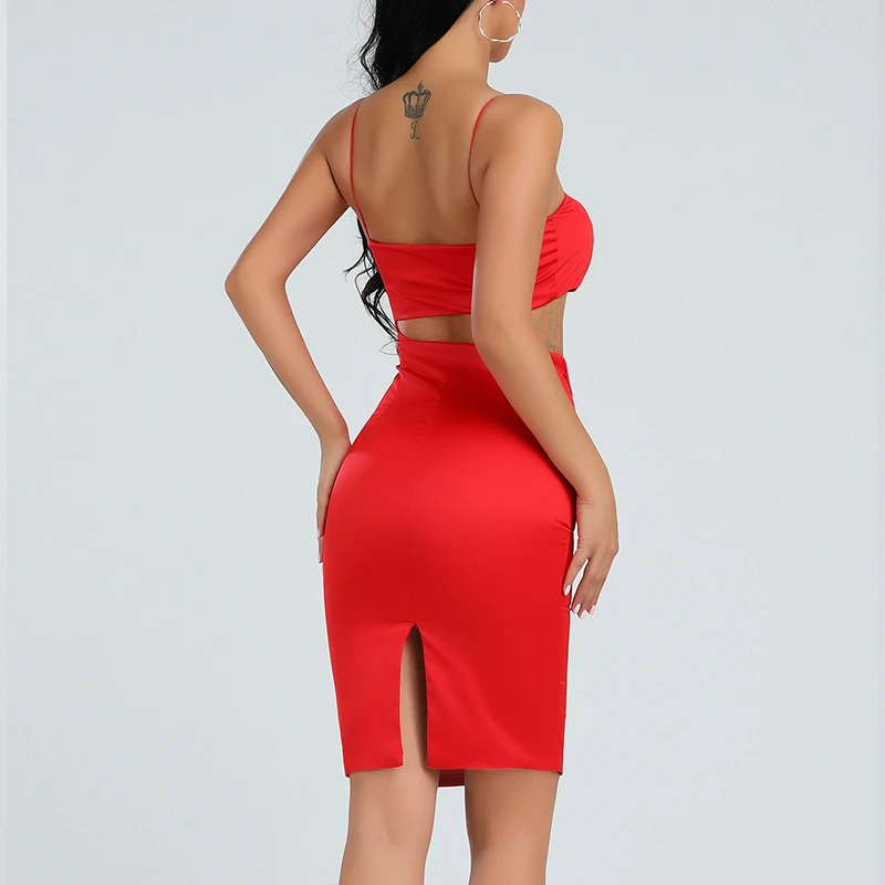 INDRESSME, новинка, сексуальное платье на бретельках, без рукавов, с квадратным вырезом, с открытой спиной, облегающее, для женщин, вечерние, Клубные, длиной до колена