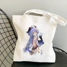 Женская Холщовая Сумка Game Genshin Impact аниме, сумка-тоут, сумки для покупок, сумка для покупок, сумка на плечо, многоразовые эко-сумки большой вместимости