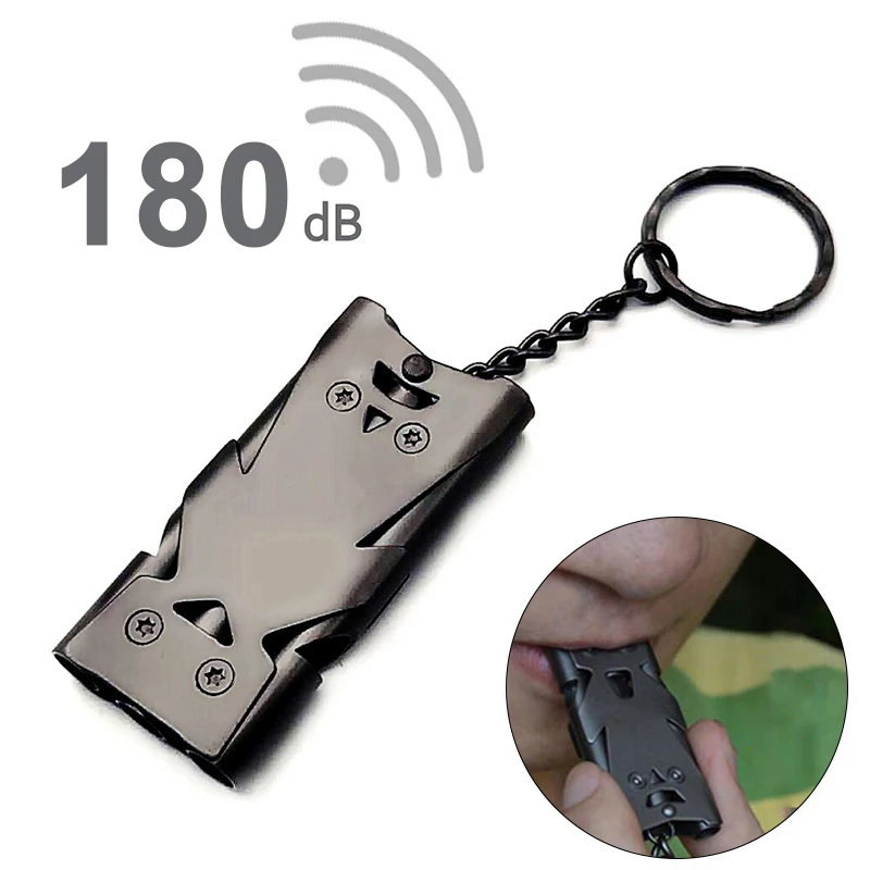 

New Stainless Steel Outdoor Survival Whistle 150~180 DB Multifunctional Whistle Keychain Emergency Hiking Camping Tools Dropship