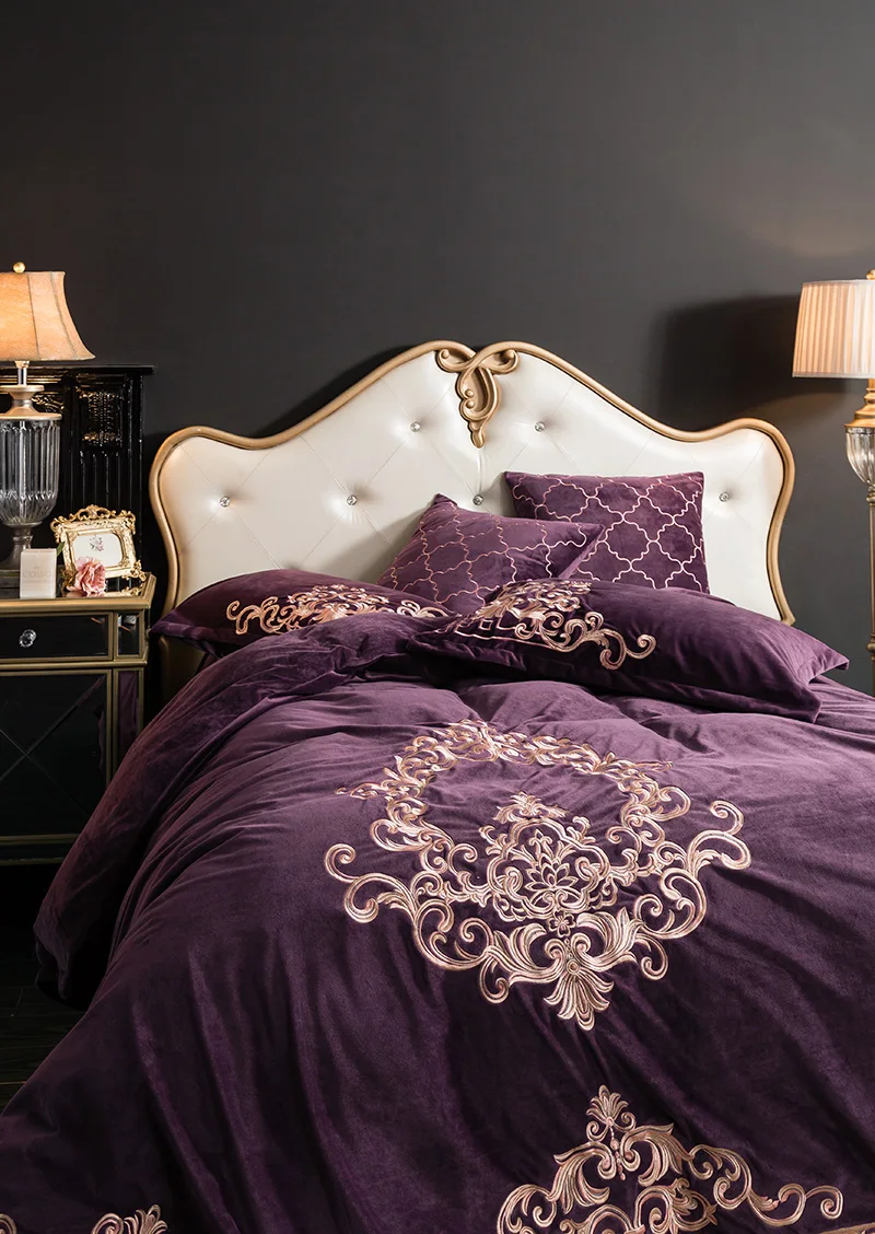 Новинка фиолетовая красная синяя Роскошная флисовая ткань с вышивкой фланелевая