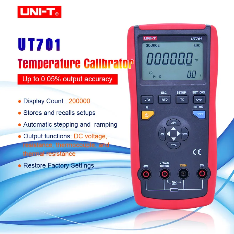 

UNI-T UT701 Temperature calibrator 6-digit display automatic cold junction compensation/user calibration/temperature detector