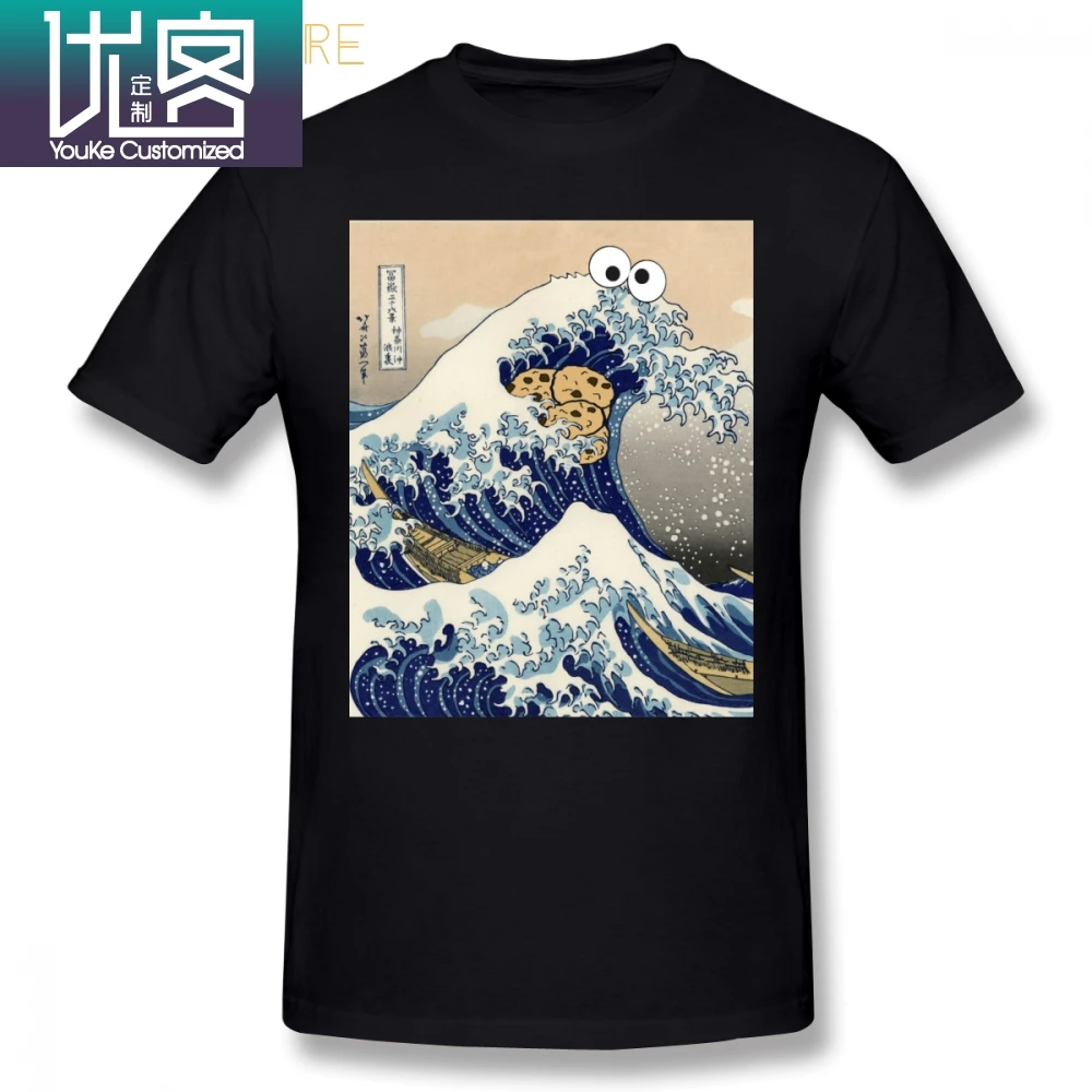 Футболка с монстром для печенья забавная японская футболка принтом Great Wave Off Kanagawa