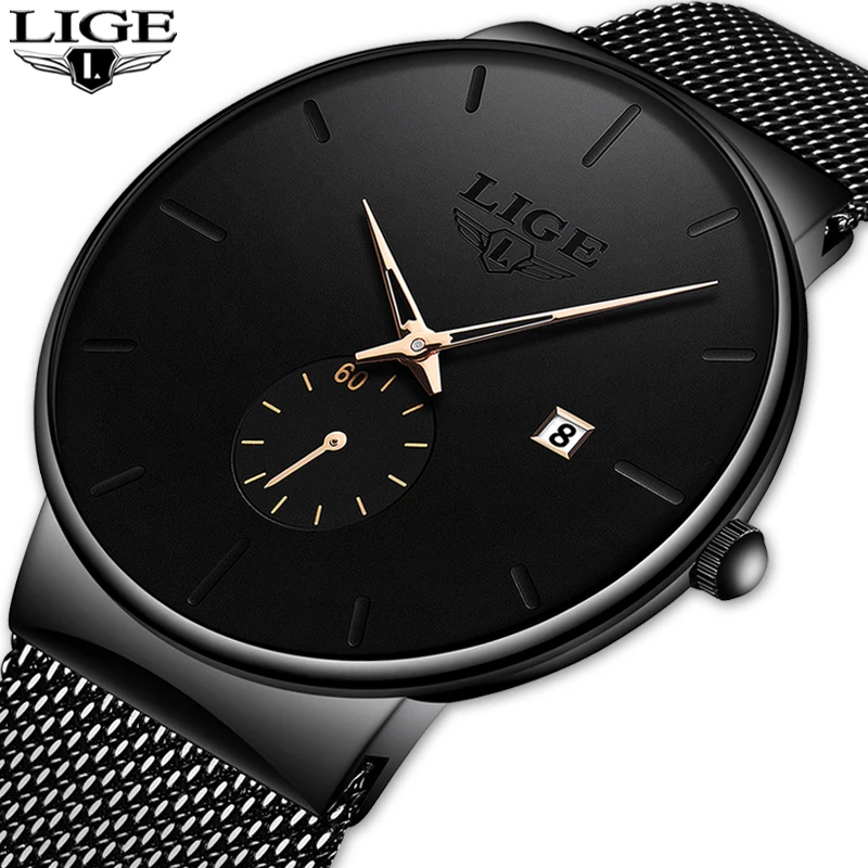 LIGE часы 2020 новые мужские лучший бренд класса люкс водонепроницаемые кварцевые с