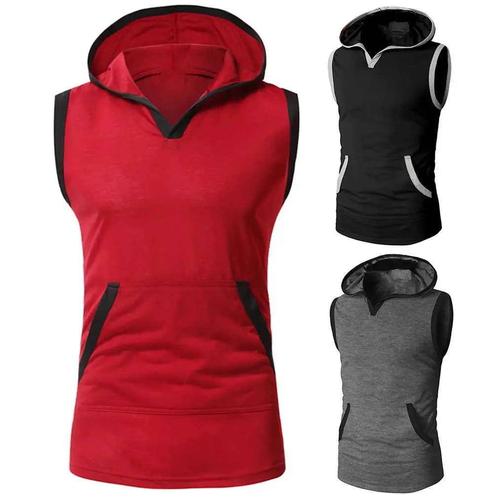 Мужские модные жилеты цветной жилет с капюшоном для фитнеса новый осенний мужчин