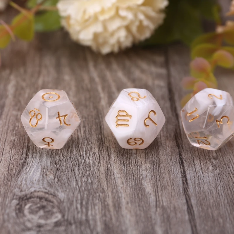 

3pcs/set 12-Sided Two-color Bleached Astrological Dices Table Board Role Playing D0LB