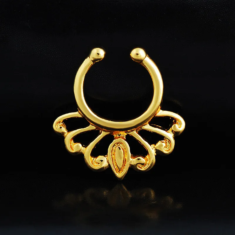 Retro Copper - Plated Phoenix Shaped False Nasal Ring Stainless Steel Nose Woman Sexy Piercing Body Jewelry For Lady | Украшения и