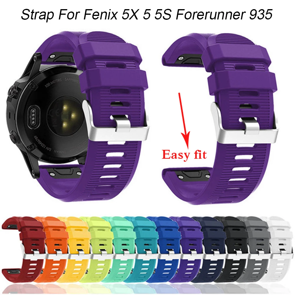 26 мм/20 мм/22 мм силиконовый ремешок для часов на запястье смарт Garmin Fenix 6X 6 6S Pro 5X 5 5S
