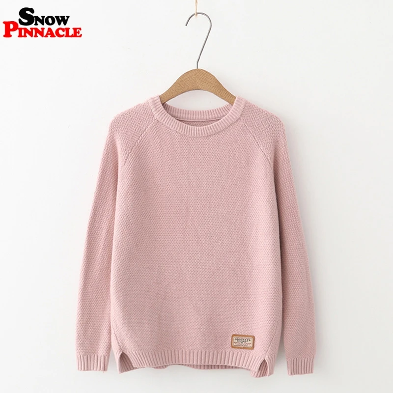 Women pullovers Autumn Winter Women Sweaters And Pullovers Plaid Thick Solid Knitting Sweater Female Loose knitwear
