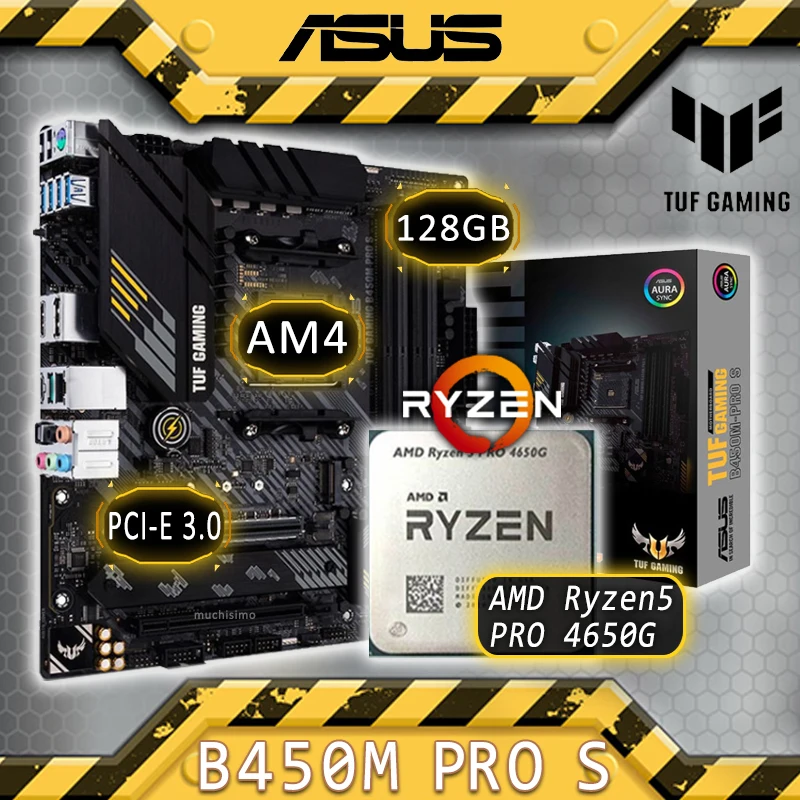 

AM4 Asus TUF GAMING B450M-PRO S с AMD Ryzen 5 PRO 4650G игровая материнская плата Combo Ryzen Kit 4650G CPU AMD B450 Placa-MOM AM4