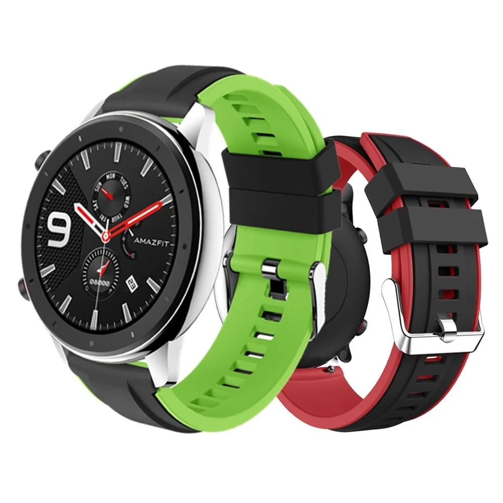 

Double Color Silicone Bracelet Wrist Strap for Huawei Watch GT Band Sport Strap for Honor watch Magic/For Amazift Pace/Stratos 2