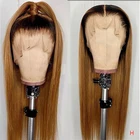Мягкий Гладкий синтетический парик блонд 26 дюймов с эффектом деграде, длинные прямые волосы с детскими волосами, волосы из термостойкого волокна