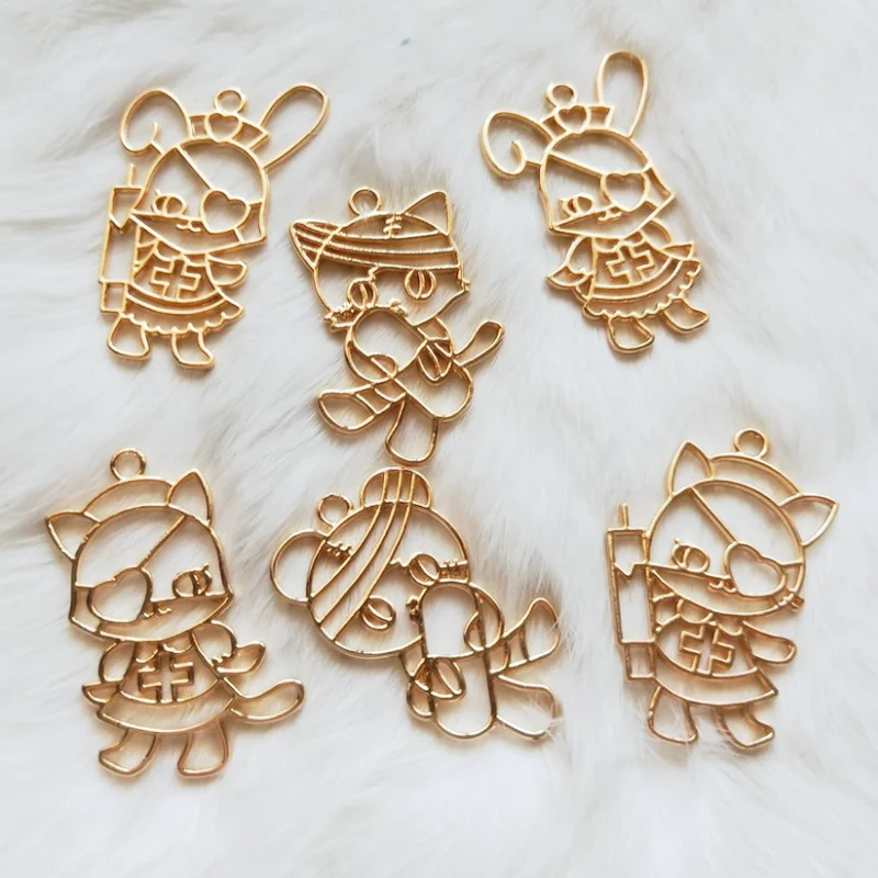 DIY Золотой милый кролик Кошка металлическая рамка ювелирный аксессуар подвеска