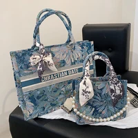 luxury flowers designer tote handbag for women 2021 new lady fashion trends brand silk scarf shoulder bag bolsa feminina bolsos