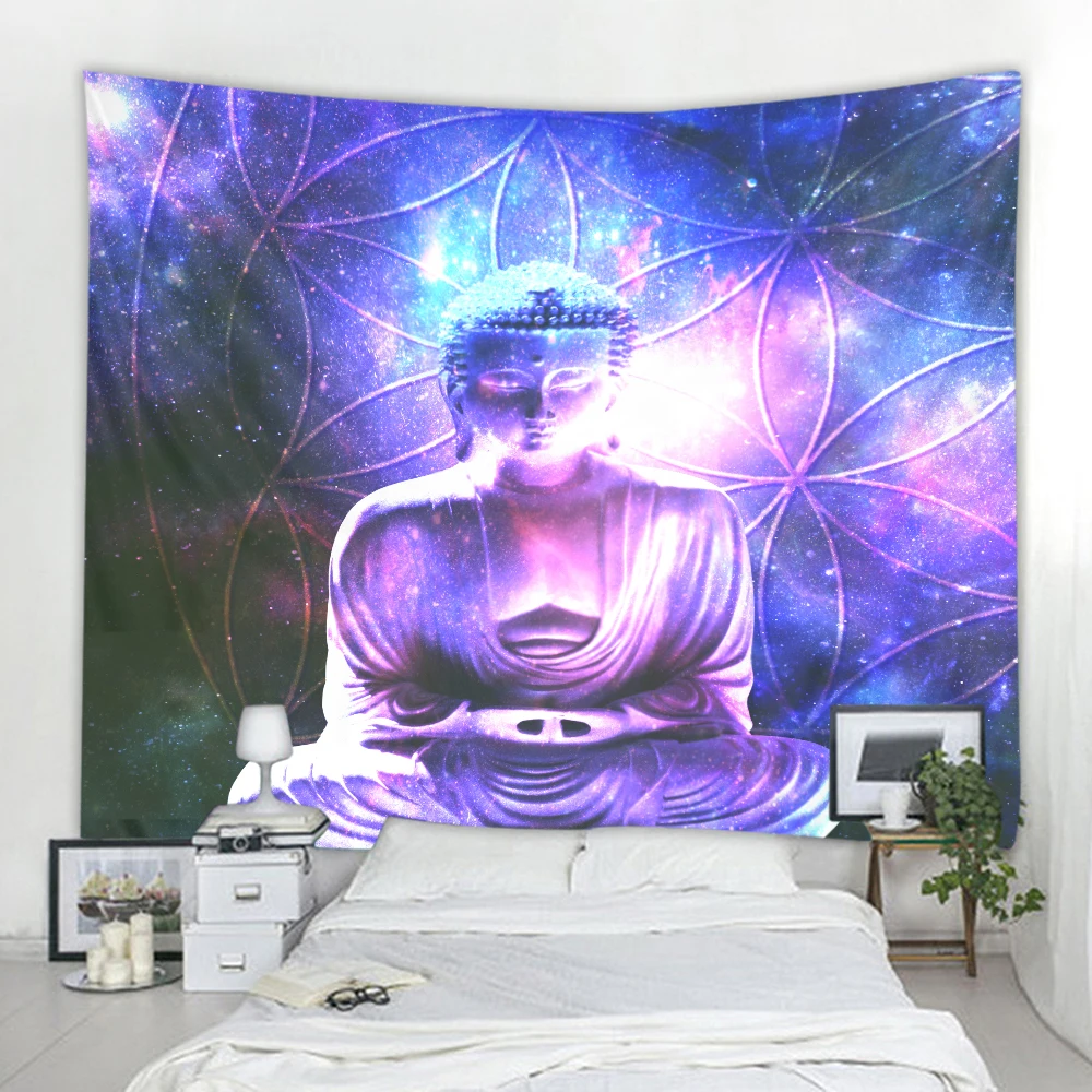 Фантазия звездное небо статуя Будды фоновый гобелен цифровая печать фоновое