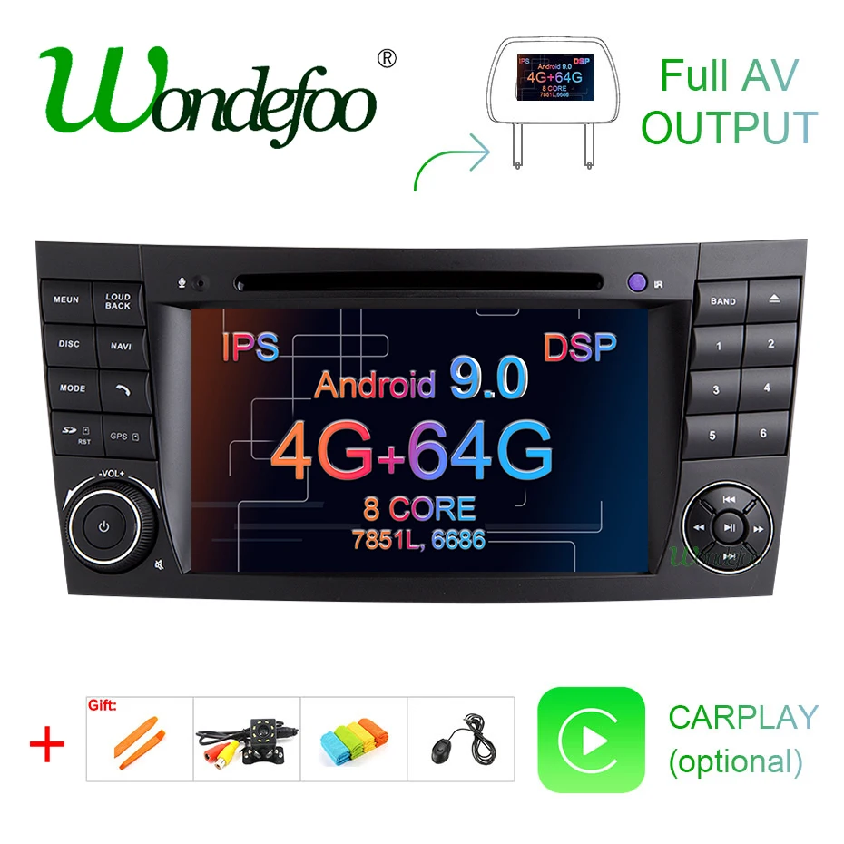 DSP ips 4G Android 9,0 автомобильный dvd-плеер с двумя цифровыми входами для Mercedes Benz e-класс W211 E200 E220 E300 E350 E240 E270 E280 класс CLS W219