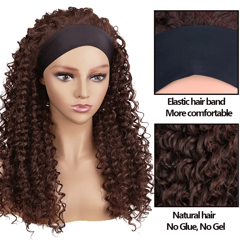 LINGHANG длинные кудрявые головные парики для афро черных женщин 18 дюймов
