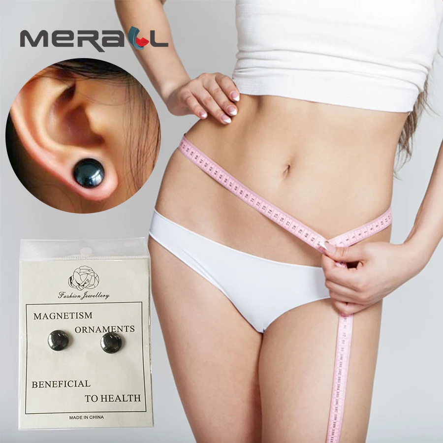 

1 Pair Magnetic Slimming Earrings Weight Lose Slimming Auricular Therapy Slim Ear Studs Patch Fat Burning Health Jewelry