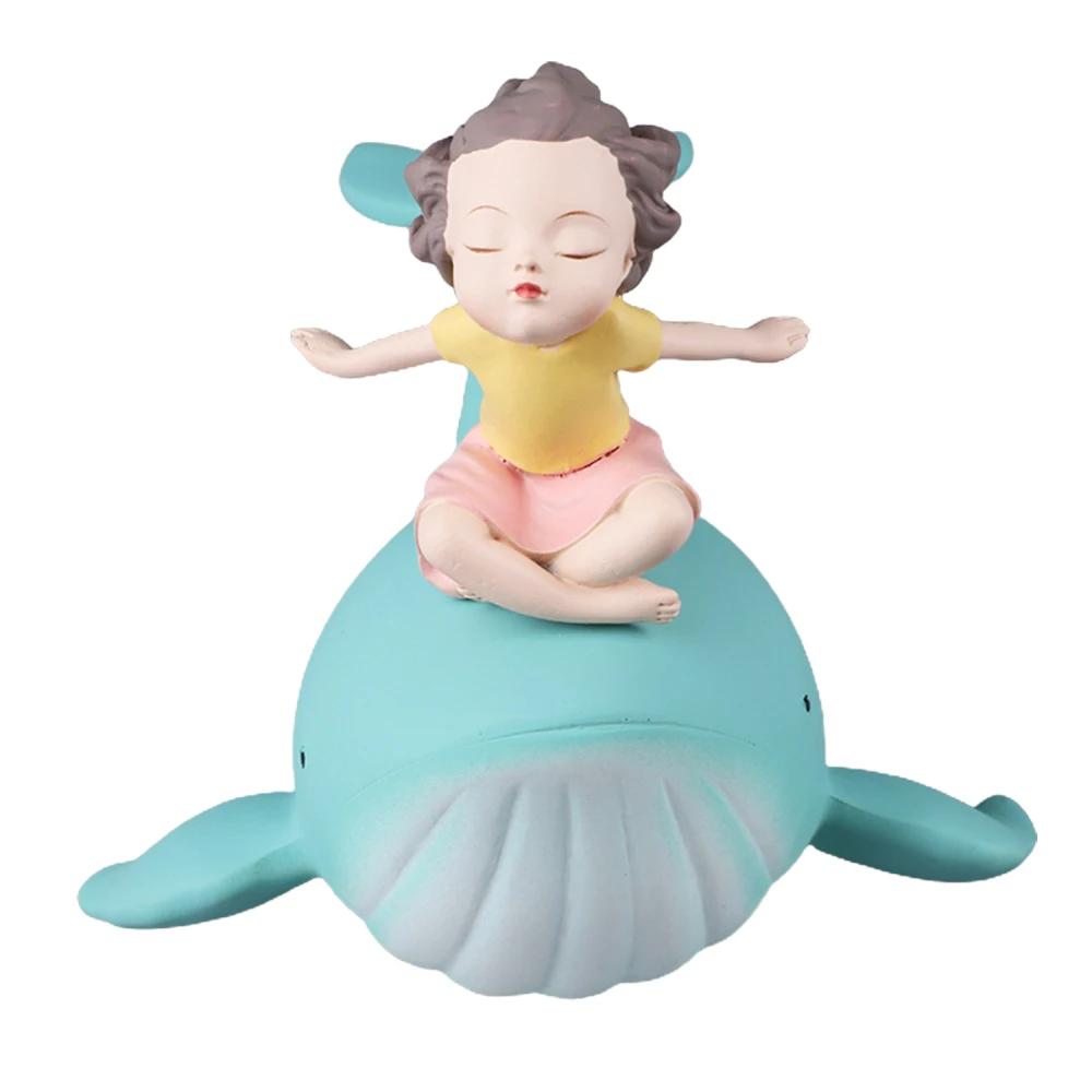 

Cartoon Girl Miniature Model Simulation Whale Resin Gift Cute Strong And Durable Home Decor Ornament