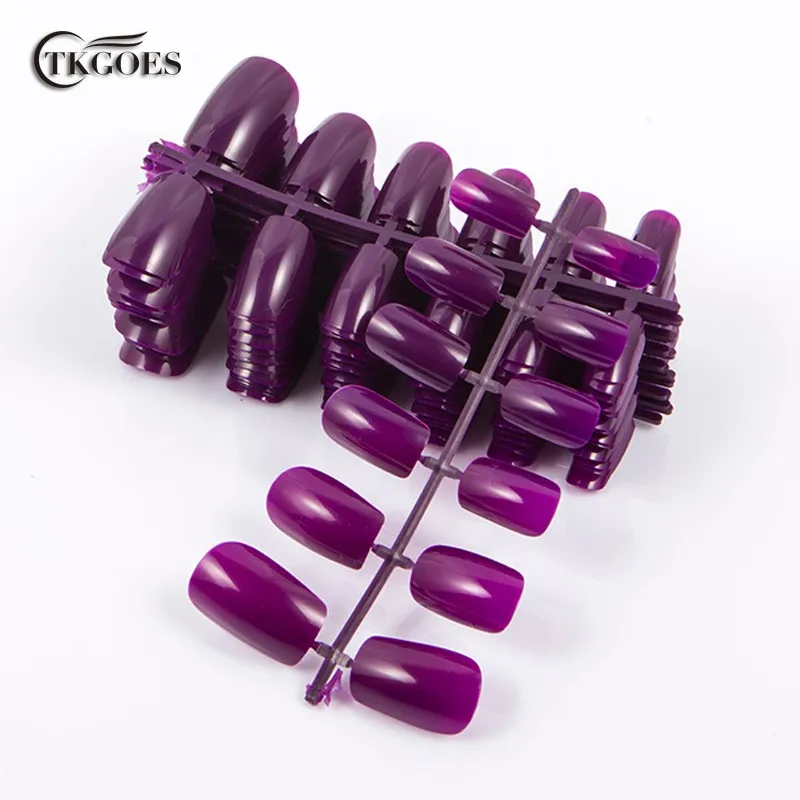 120 штук в упаковке темно-фиолетовые квадратные накладные ногти 10 размеров с