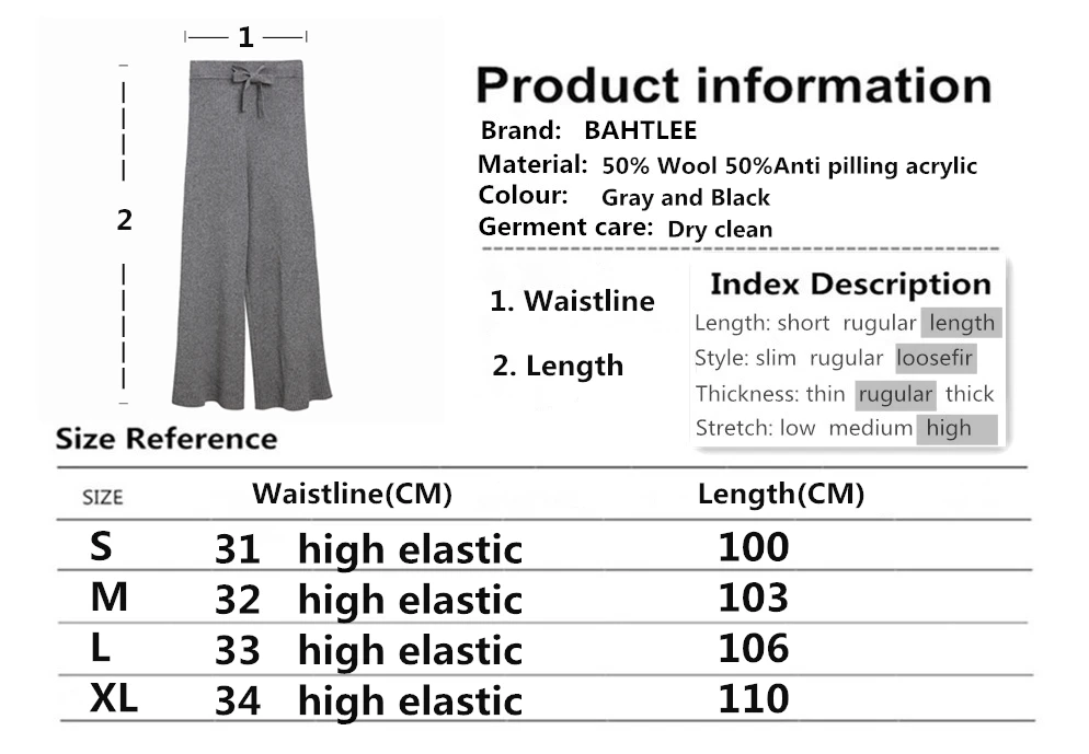 BAHTLEE, женские трикотажные штаны, повседневные, свободные, стильные, с высокой эластичной талией, с поясом, модные, брендовые, шерстяные, не скатываются, акриловые, серые, черные