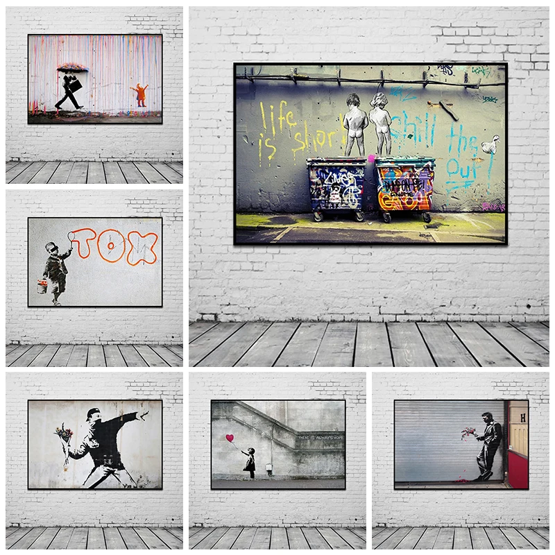 Граффити Бэнкси картины на холсте Life Is Short Chill The Duck Out художественные плакаты для