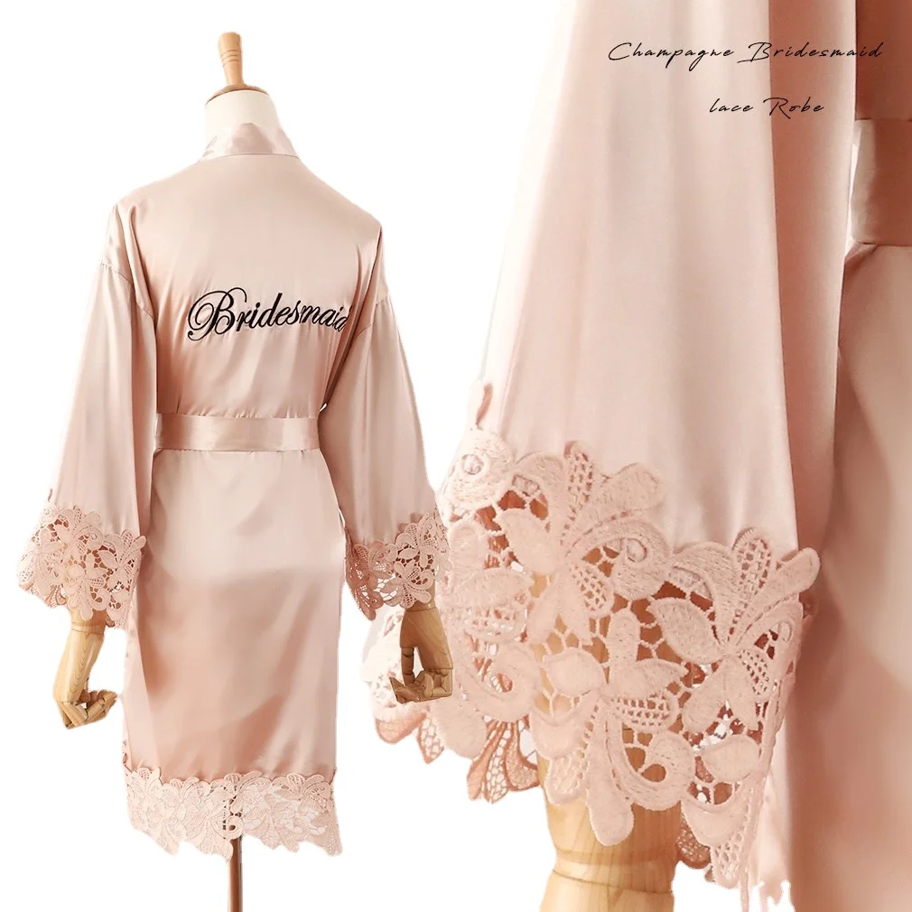 

Matching Pajamas Wedding Dress Bridesmaid Robes Wedding Robe Gown Solid Embroidery Kimono Custom Bathrobe Espanol M-2Xl