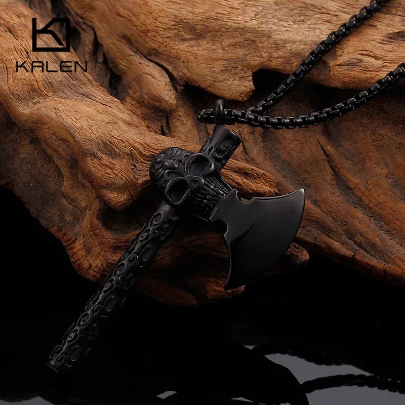 Колье с подвеской KALEN GoldBlack Ax мужское колье из нержавеющей стали черепом
