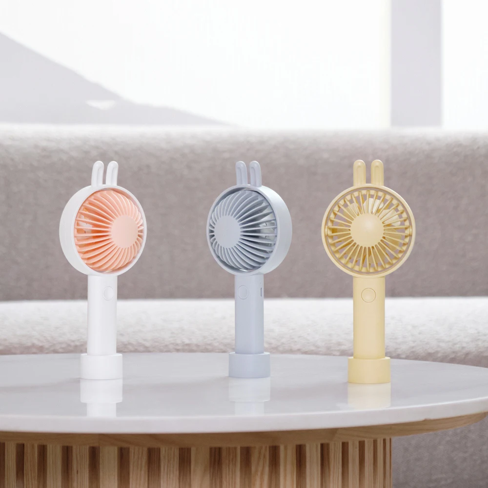 

2 in 1 Desk Fan & Handheld Mini Fans 1500mAh USB Rechargeable Fan Outdoor Portable Fans Summer Cooler Milk Tea Color/White