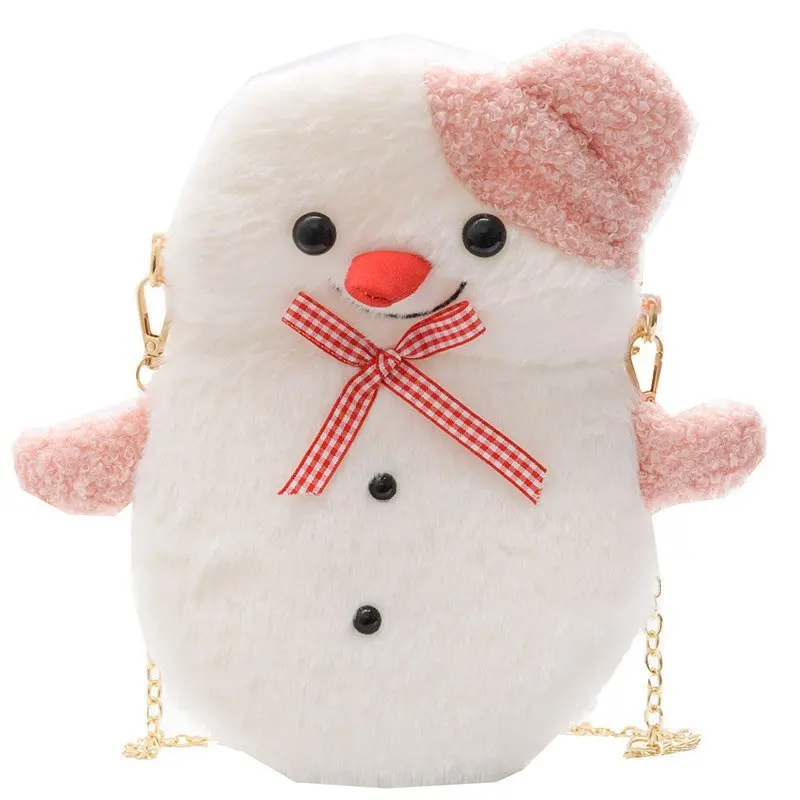 

Christmas Winter Plush Small Bags for Wom 2020New Cartoon Cute Mini Crossbody Bag Snowman Chain Ladies Mobile Phone Shoulder Bag